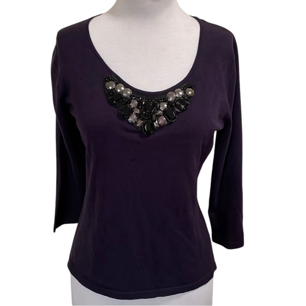 August Silk Purple Silk Blend Top Size M